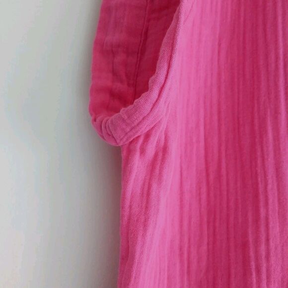 Old Navy Romper Shorts 2X Pink Cotton Gauzy Seersucker Collar Waist Tie Colorful - Picture 3 of 10